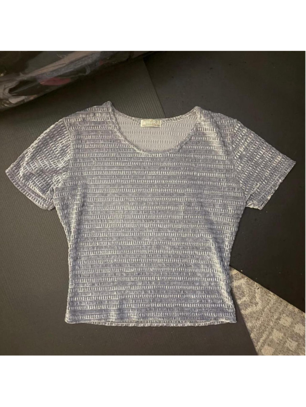 Y2K Miki Grey Shirred Velvet Crop Top (Small)